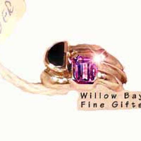 2 RINGS 1 ct AMETHYST OCTAGON & 1 ct ONYX "D" SHAPE, Sz 6 1/2, STERLING SILVER, - Picture 2 of 2